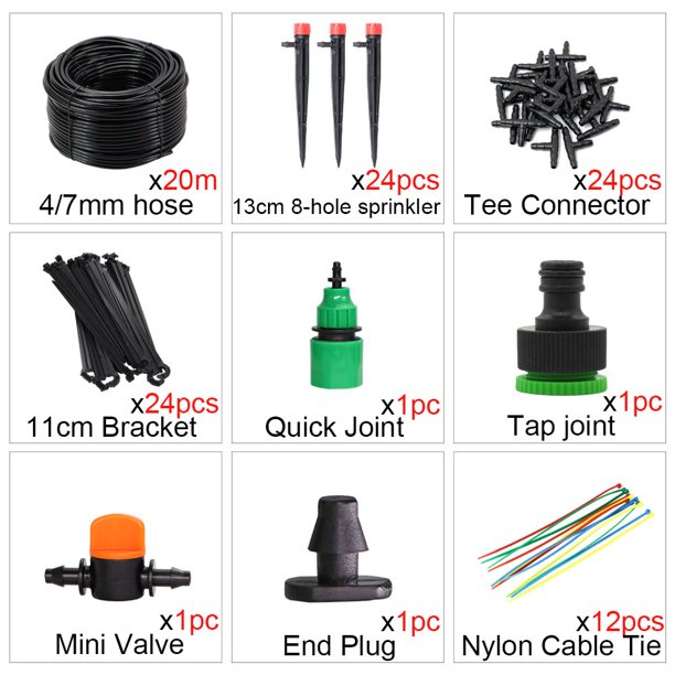RBCFHl 20M Garden Irriation Drip System Adjusable Micro Spray Balcony Lawn Self Watering Plant Kit Irriation Emitters He Qiyong unisex