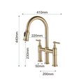 thumbnail image 4 of YYAO Commercial Kitchen Faucet, Metal Bathroom Faucet with Pull-Down Nozzle, Gold, 4 of 7