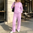 thumbnail image 2 of vdgthytj Sweatsuits Women 2 Piece Outfit Full Zip Long Sleeve Hooded Jackets Drawstring Straight Leg Pants Fall Casual Athletic Sets(Medium,Pink), 2 of 7