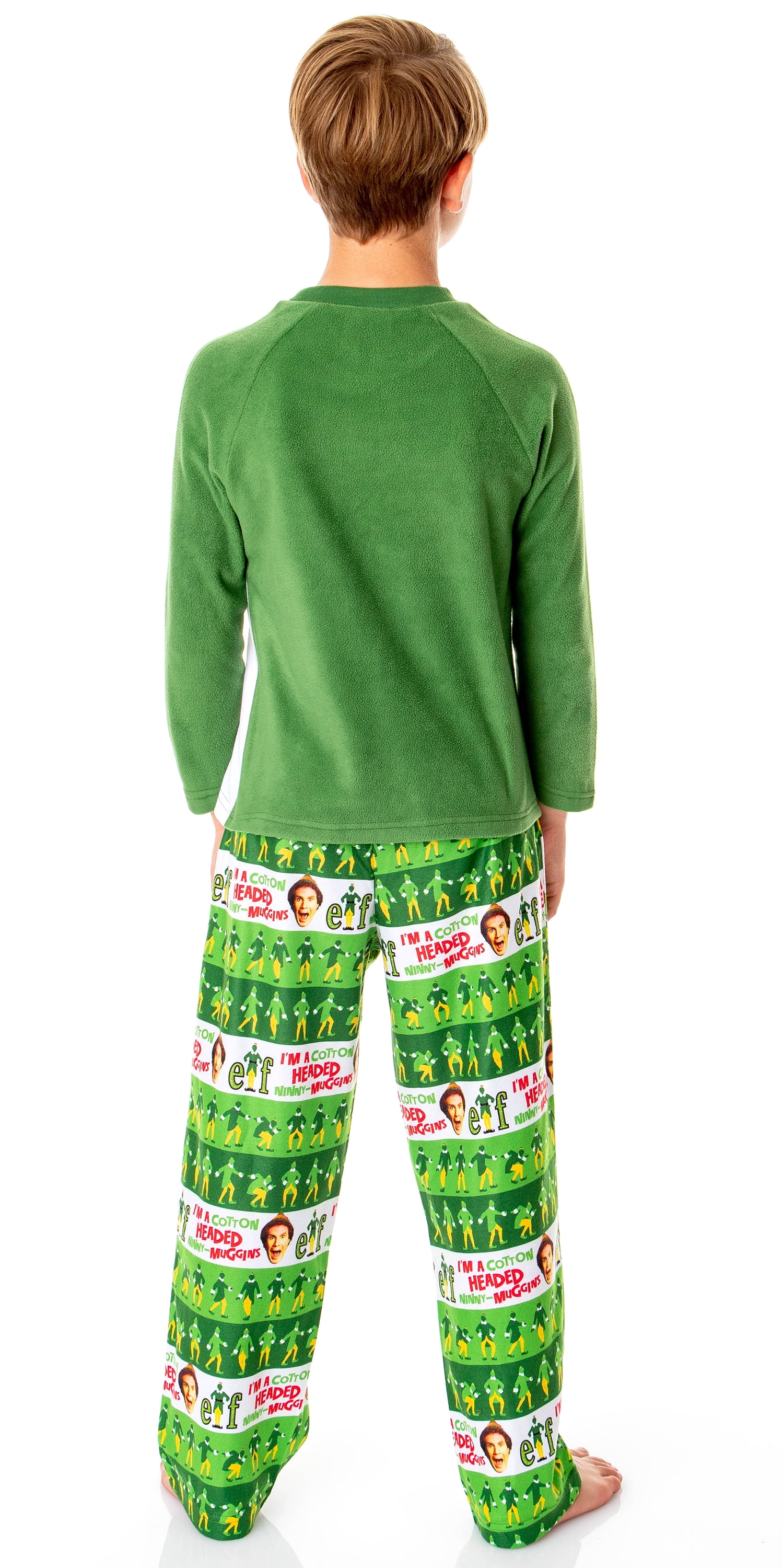 Elf The Movie Kids' Film Cotton-Headed Ninny-Muggins Buddy 2PC Raglan Holiday Christmas Sleep Pajama Set for Girls Boys