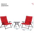 thumbnail image 3 of Suncrown Patio Padded Folding 3-Pieces Chair Set Adjustable Reclining Outdoor Furniture Metal Sling Chair with Coffee Table, Red, 3 of 6