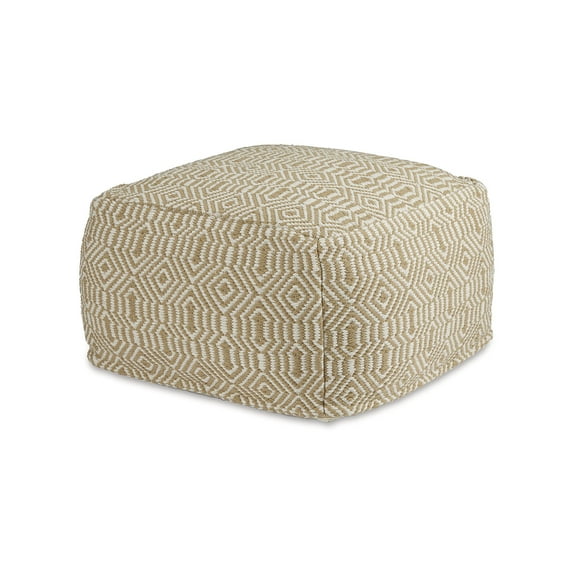 Signature Design by Ashley Adamont Geometric Pouf, Tan & Ivory