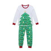 Holiday Family Matching Clothes Pajama Sets Cute Christmas Tree Print for Mommy Daddy Kid Baby