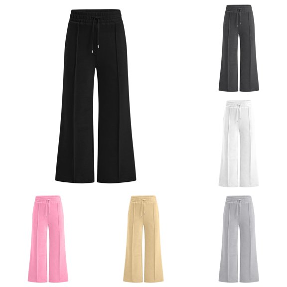 RTKFRFLM Girls Sweatpants Wide Leg Loose Fit Elastic Waist Drawstring Casual Sport Trousers for Kids for Everyday Casual Wear