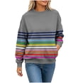 thumbnail image 5 of IUYRTFE Women's Colorful Striped Crew Neck Long Sleeve Sweatshirt – Relaxed Fit Casual Pullover for Fall, Winter, and Daily Wear, 5 of 6