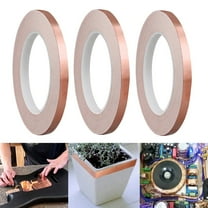 3 Rolls Copper Foil Tape Slug Snail Repellent Tape, Single-Sided Conductive Self Adhesive Copper Barrier Tape for EMI Shielding, Stained Glass, Guitar, Plants Protection - 8mmx10m