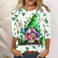 thumbnail image 2 of Birdeem T-Shirt Imprimé de la Saint-Patrick pour Femmes, Blouse à Manches 3/4, Col Rond, Hauts Décontractés, 2 of 5