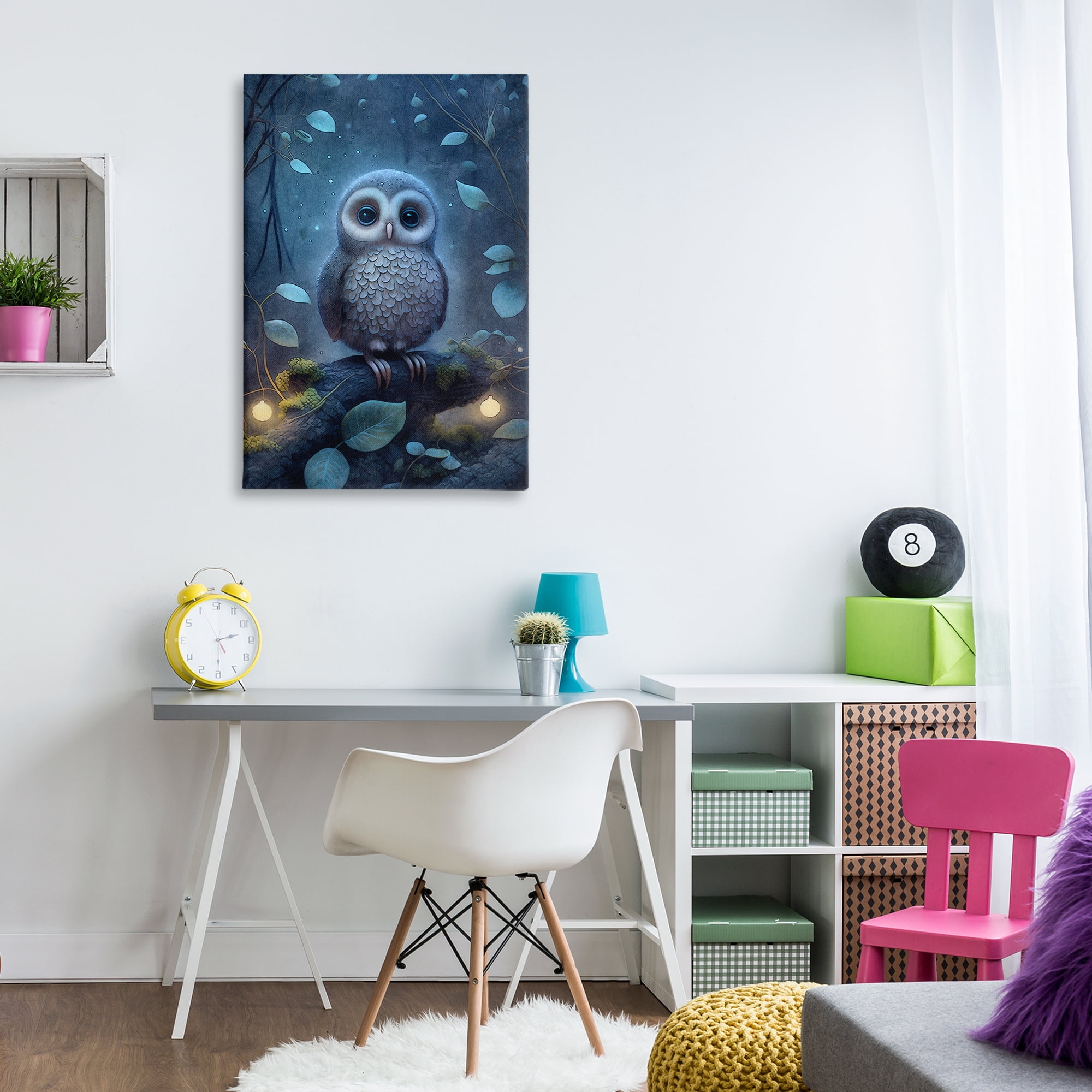 Stupell Industries Mystic Owl in Nature Landscape Painting Gallery Wrapped Canvas Art Print Wall Art, 24 x 36