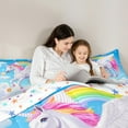 thumbnail image 5 of Homewish Kids Children Kawaii Unicorn Bedding Comforter Set 2pcs,Cartoon Animal Twin Comforter Sets Microfiber,Cute Rainbow Breathable Bedding Set,Super Cozy Room Decor,Reversible, 5 of 8