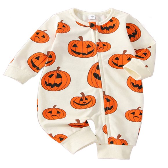 EIMELI Halloween Outfit Newborn Baby Pumpkin Onesie Romper Jumpsuit Playsuit Fall Clothes