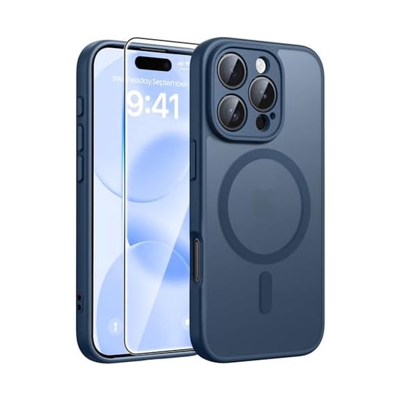 Eryueer for iPhone 16 Pro Max Case: [Compatible with Magsafe] Translucent Matte Cases with [Full Camera Protection] [Screen Protector] Military Grade Shockproof Protective Phone Cover - Blue