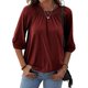thumbnail image 1 of Camiseta de mujer Ropa de moda Top básico plisado de manga 3/4 para ir de vacaciones, 1 of 1