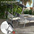 thumbnail image 3 of 2Pcs Outdoor Folding Chaise Lounge Chairs with Adjustable Sun Shade, Steel Frame & Oxford Cloth Recliners for Patio, Poolside, Garden, Beach & Camping, Grey, 73.6" L x 22.8" W, 3 of 7
