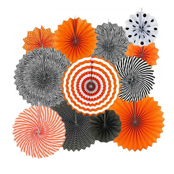 KAKOWELY 12 abanicos de flores de papel para decoración de fiestas de Halloween.