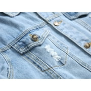 LZLER Casual Jean Jacket for Men Ripped Sports Denim Jacket