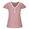 thumbnail image 6 of pstuiky Summer Tops for Women, Fashion Women's Summer V-Neck Button Short Sleeve Solid Casual Pullove Blouses Tops Casual Tops for Women 0 Tshirts, 6 of 6