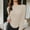 Beige, variant on DuoJiaJ Ribbed Knit Turtleneck Thermal Top Long Sleeve Slim Fit Base Layer Shirt For Winter Warmth Comfort Thermal Underwear Women Beige L