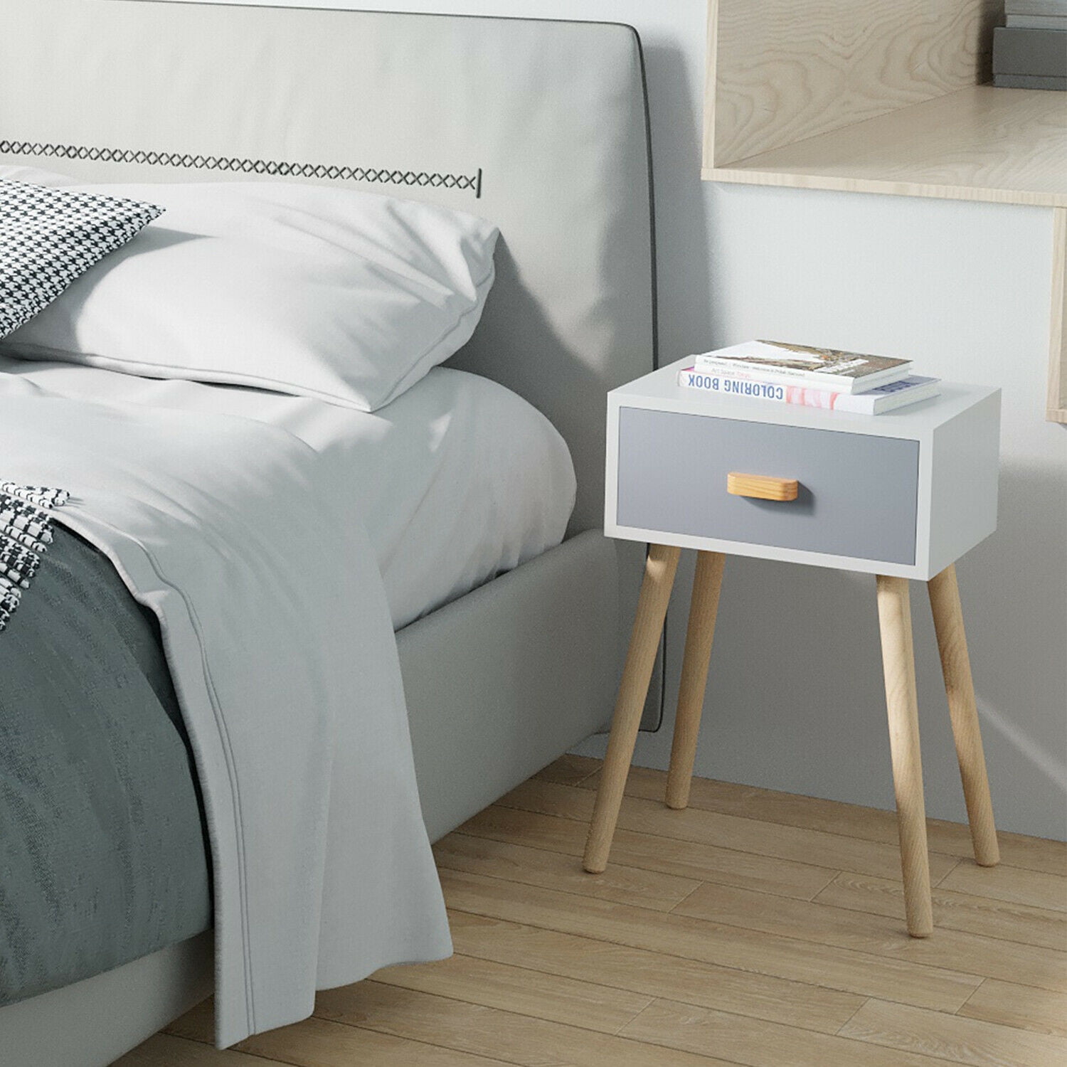 Private Jungle 2PCS Nightstand Wood Bedside End Table with Storage Drawer Bedroom Living Room Private Jungle 2PCS Nightstand Wood Bedside End Table with Storage Drawer Bedroom Living Room