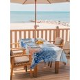 thumbnail image 2 of Outdoor Tablecloth with Umbrella Hole for Patio/Picnic/Party/Camping, Orange Navy Blue Coral Waterproof Table Cloth Rectangle Table Cover Washable, Summer Beach Coastal Ocean Blue Wood (60"x 84"), 2 of 8