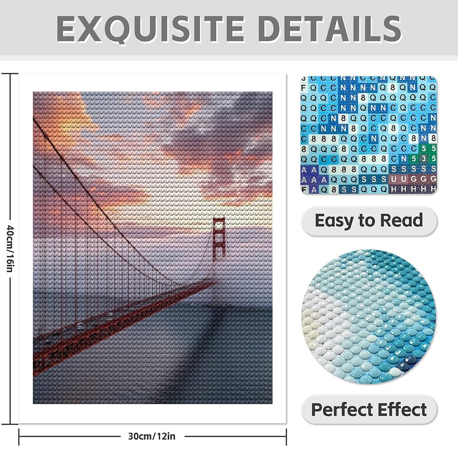 Diamond Art Kit for Adults, Modern Bridge Brown Print No.68 Diamond Painting for Adults Beginners, 5D DIY Diamond Art Painting Kits, Colorful Diamond Painting Craft for Home Decor 12x16