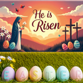 thumbnail image 5 of LUUFILx Easter Wall Banner Backdrop Cross He is Risen Religious Background Spring Celebration Church Decoration Photography Props Christian Decor, 5 of 8