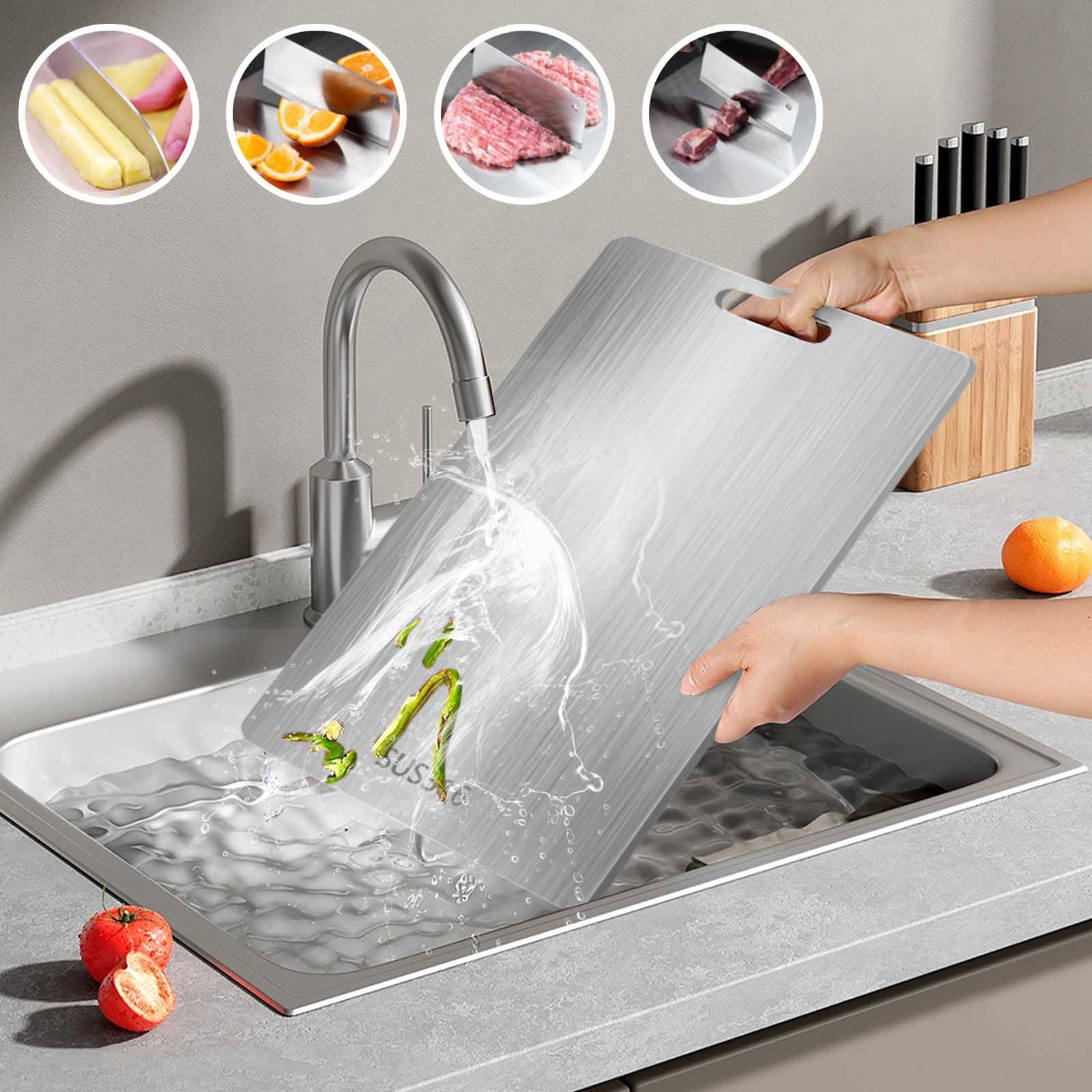 316 Stainless Steel Cutting Board, Double Sided Chopping Board Thick Cutting Mat Home Kitchen Cutting Mat for Food Prep 18x12Inch