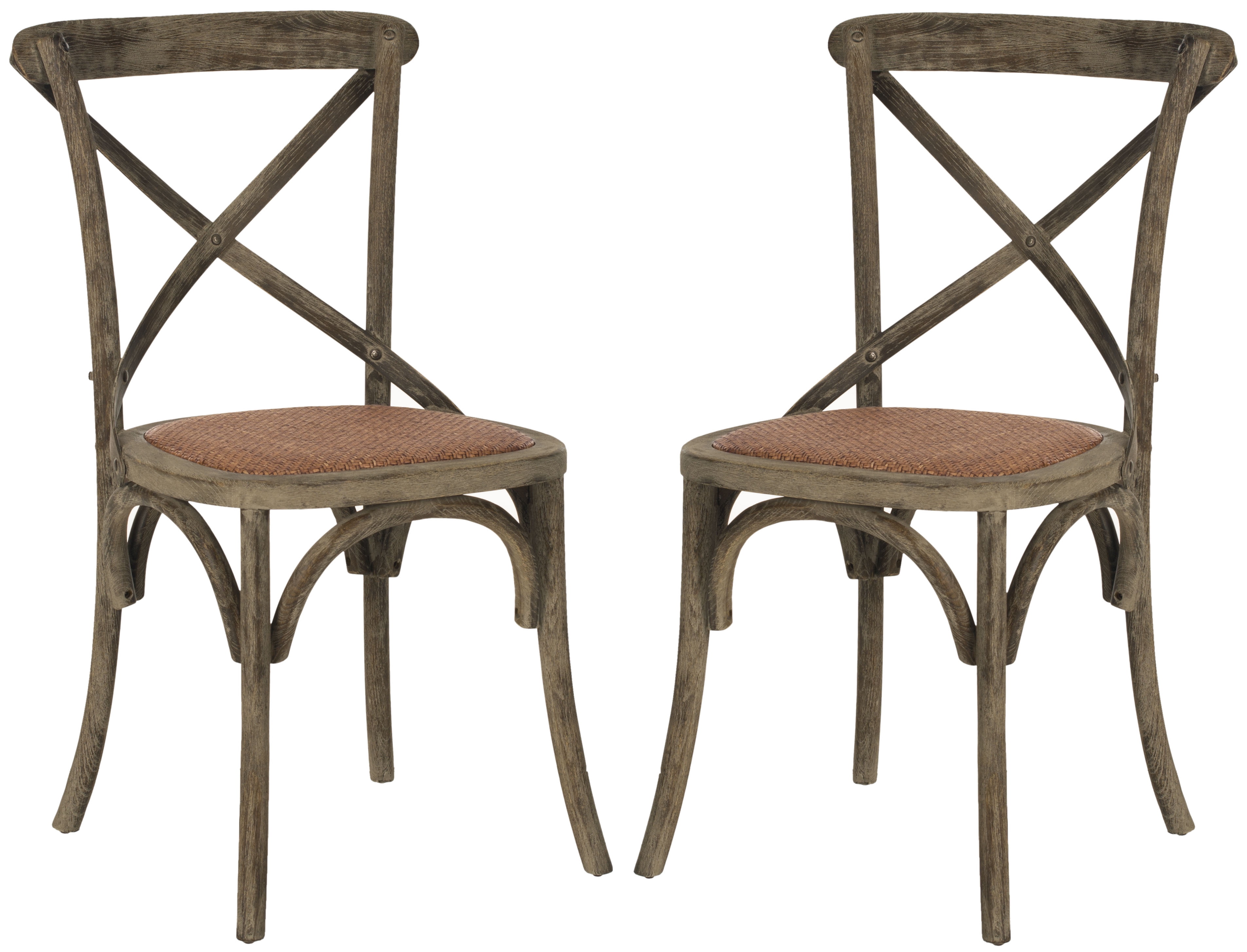 SAFAVIEH Franklin X-Back Bistro Rustic Chairs, Distressed Colonial Walnut, Set of 2