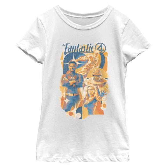Girls The Fantastic Four: First Steps Retro Artwork T Shirt