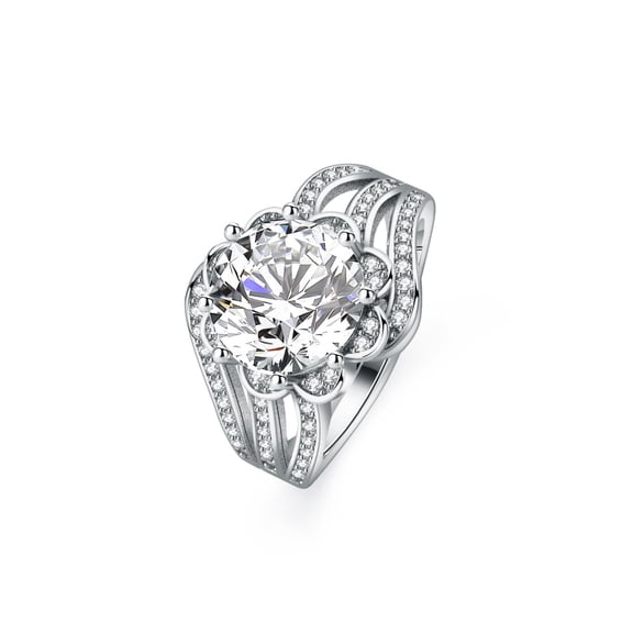 Adjustable 3ct Moissanite Engagement Rings for Women 18K Gold Plated S925 Sterling Silver Diamond Rings Round Cut D Color VVS1 Moissanite Rings with Certificate