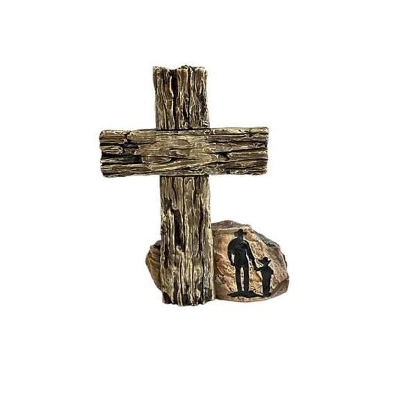 De Leon Collections 14034 Cowboy Father and Son Rustic Western Standing Tabletop Cross