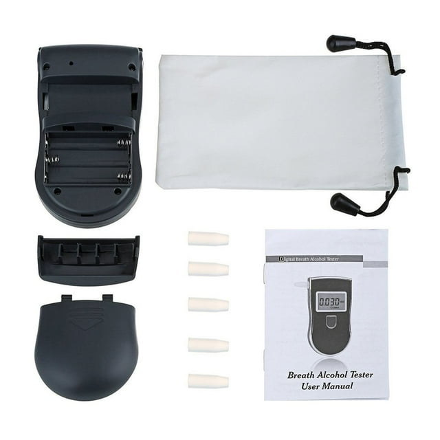 Portable Police Analyzer Detector Digital LCD Alcohol Sensor Breath Tester with 5 Disposable Mouth Pieces 818