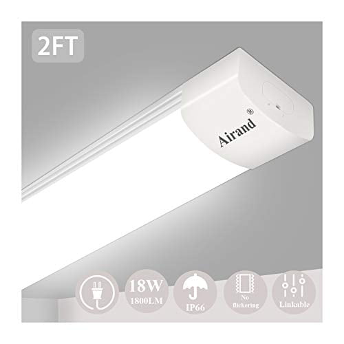 Airand 5000K LED Ceiling Light Fixture, 2FT IP66 Waterproof LED Tube Light, LED Garage Light for Bathroom, Kitchen, Corridor, Garage, Warehouse, Basement, Vanity and Office (Cool White)