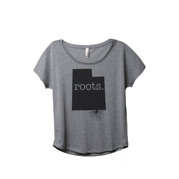Thread Tank Home Roots State Utah UT Women's Relaxed Slouchy Dolman T-Shirt Tee Heather Grey Small