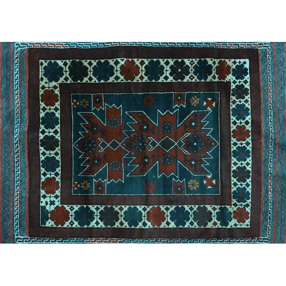 Ahgly Company Indoor Rectangle Persian Light Blue Traditional Area Rugs, 7' x 10'