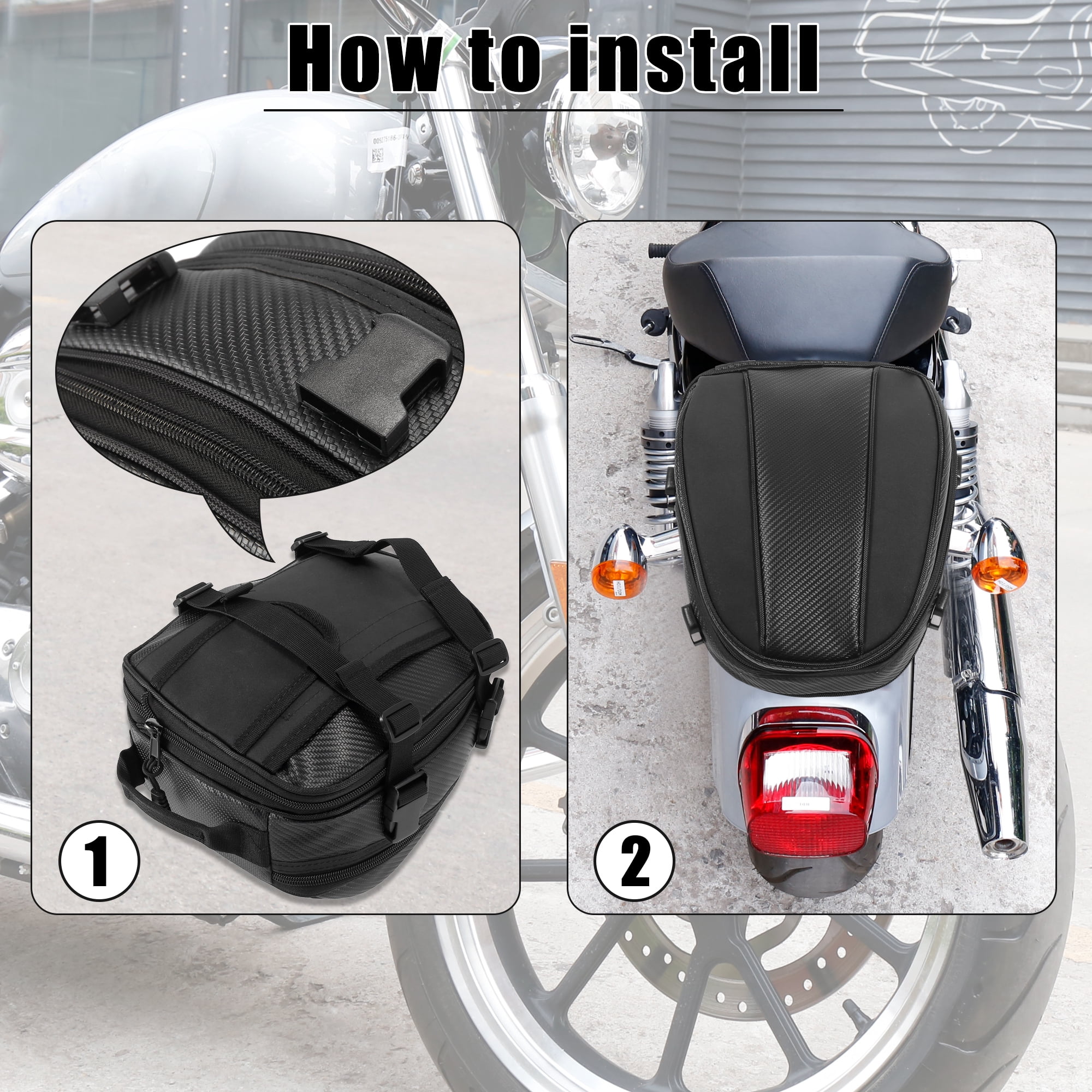 Unique Bargains Motorcycle Seat Tail Bag Cycling Travel Rear Bag 1680D Backpack Black