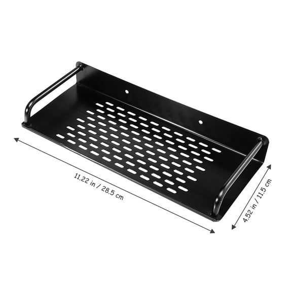ELAYARD Small Bathroom Wall Shelf Multi-Functional Storage Rack Aluminum Black 1Pack