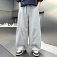 thumbnail image 2 of CONZONE Boys Baggy Sweatpants Casual Jogger Pants For Child Elastic Waist Solid Color Wide Leg Athletic Trousers With Pockets, 2 of 8