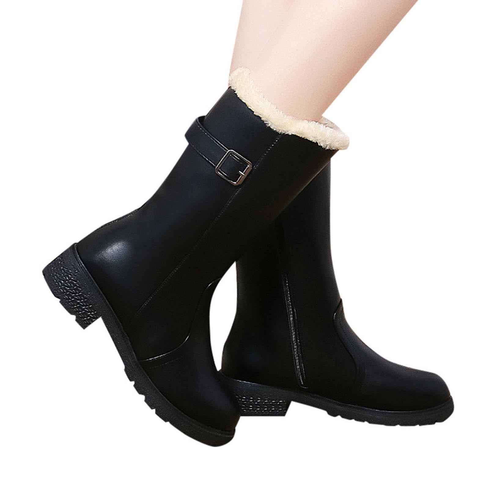 Tejiojio Fall Clearance Women s Ladies Winter Mid Calf Leather