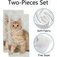 thumbnail image 5 of Soft Hand Fingertip Towels, 2 Pcs Face Bath Towels Red Fluffy Sitting Kitten Absorbent Washcloths for Bathroom Hotel Kitchen, 30"x15", 5 of 6