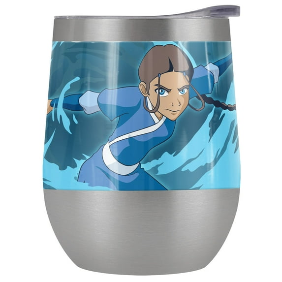 Avatar The Last Airbender Official Avatar Katara 12 oz Stemless Tumbler, Stainless Steel Travel Cup|Lake Tumbler|Insulated with Leak Resistant Slide-Lock Lid