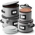 thumbnail image 1 of StorageBud 4pc Set China Plate Storage Set, Hard Shell and Stackable, Securely Padded Dinnerware Storage Containers & Dish Cases with Dividers, Handles & Zippers for Transport, 1 of 7