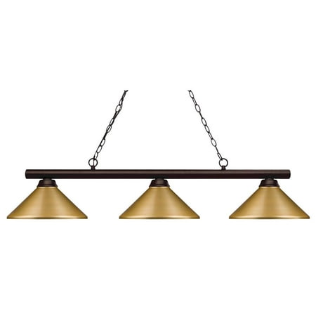 

3-Bulb Traditional Billiard Light in Bronze Finish