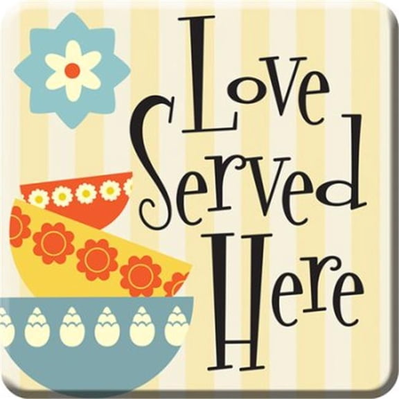Retro Kitchen: Ceramic Magnet, Love Served Here