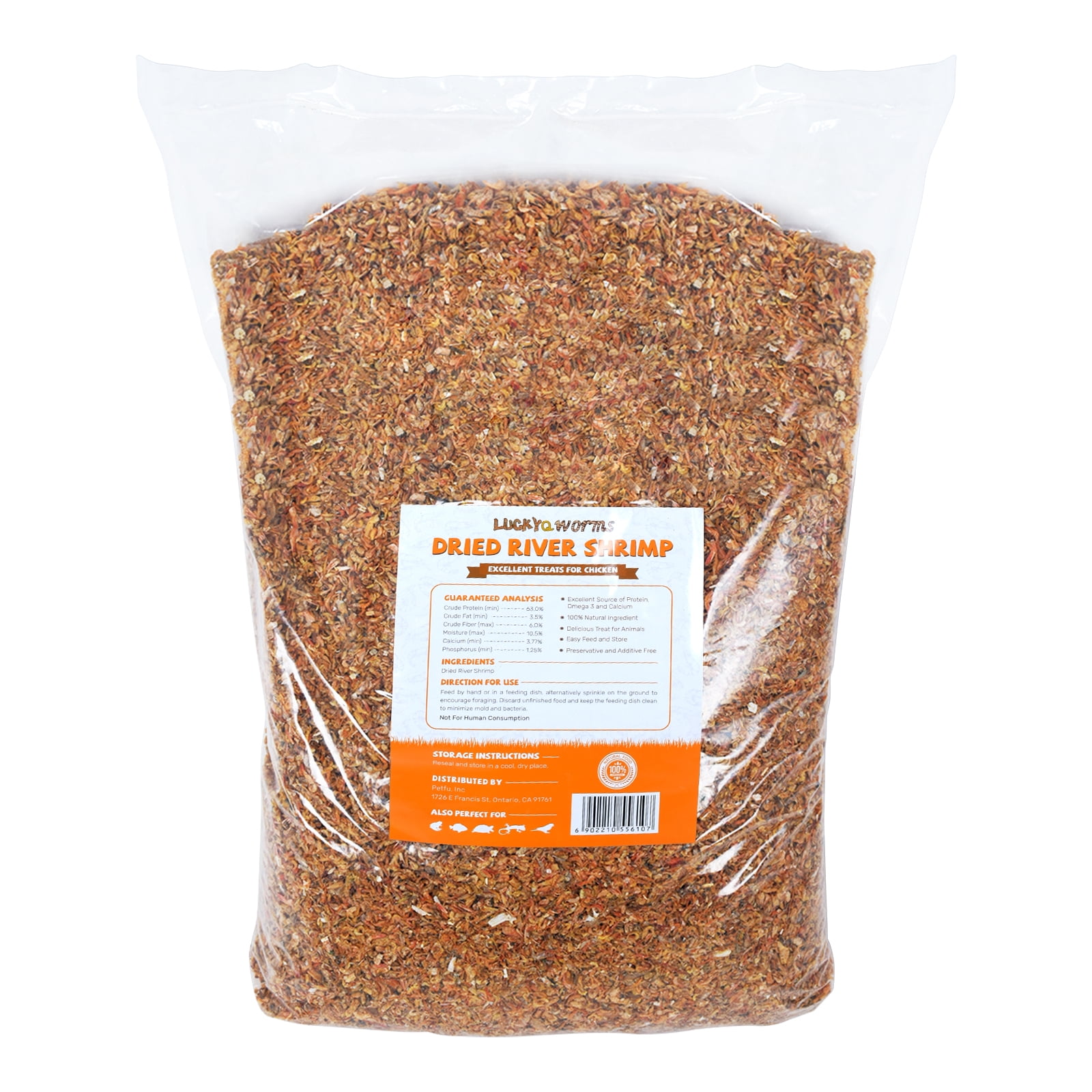 LuckyQworms 11lbs Dried River Shrimp for Chickens, Turtle Treats for Fish, Amphibians and Reptiles, Sugar Gliders, Hedgehogs, Tropical Fish