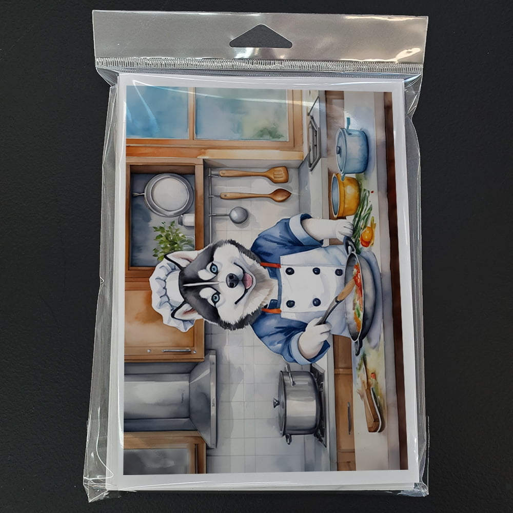 Siberian Husky The Chef Greeting Cards Pack of 8 7 in x 5 in