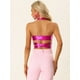 thumbnail image 3 of Top metálico Allegra K con cuello Halter para mujer En V profundo sin espalda holográfico Rosa caliente M, 3 of 6