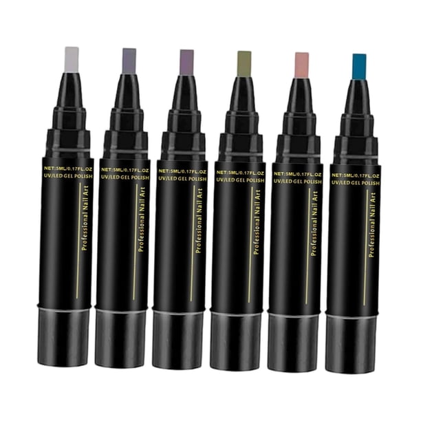 6 bolígrafos de esmalte de uñas de 6 colores, bolígrafos de gel para uñas portátiles de un solo paso, bolígrafos artísticos multicolores Estilo D
