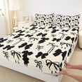 thumbnail image 3 of Manfei Dreamy Cream Bowknot Bed Sheets for Girls, Fairy Tale Princess King Sheets, Kawaii Cute Cartoon Sheet Set, Luxury Bedroom Decor, 4pcs, 3 of 7