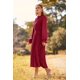 thumbnail image 4 of Vestido PRETTYGARDEN Rojo Vino Midi Plisado con Lunares Suizos Pequeños, 4 of 8