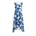 thumbnail image 6 of JTZGDY Women's Casual Summer Dress Retro Floral Printed Sleeveless Sundress Hankerchief Hem Midi Tank Dresses Loose Flowy Crewneck Beach Dress with Pockets Blue#03 M, 6 of 7